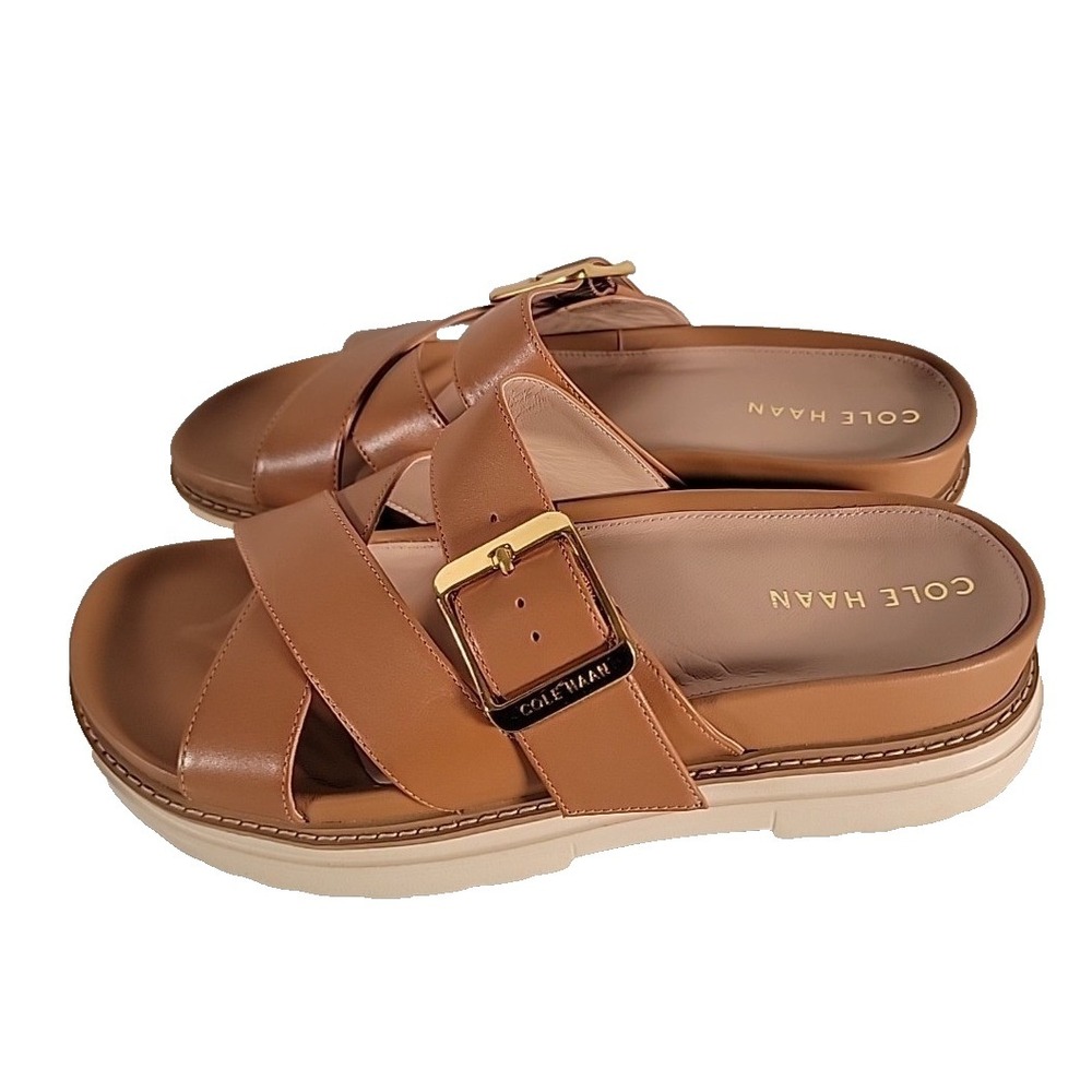 Cole Haan‎ Women's Fraya Slide Sandals Light Brown Caramel LEATHER Size 7.5 B